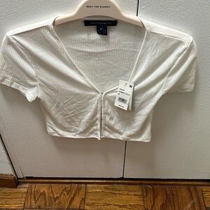 French Connection new cropped ribbed button up clasped shirt